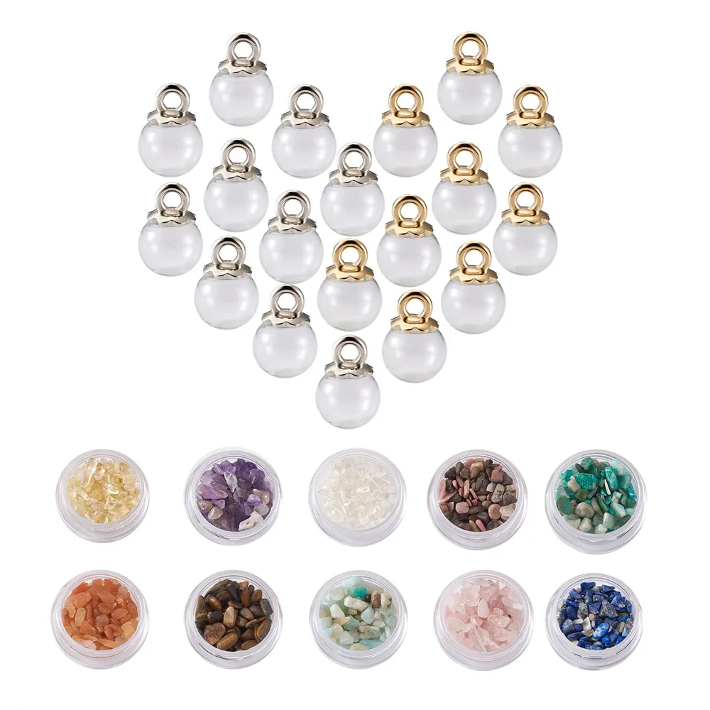Round Glass Globe Beads Charms Pendant with Stone Chip Beads DIY Mini Wishing Bottle Necklace Earrings Jewelry Making Kits
Round Glass Globe Beads Charms Pendant with Stone Chip Beads DIY Mini Wishing Bottle Necklace Earrings Jewelry Making Kits