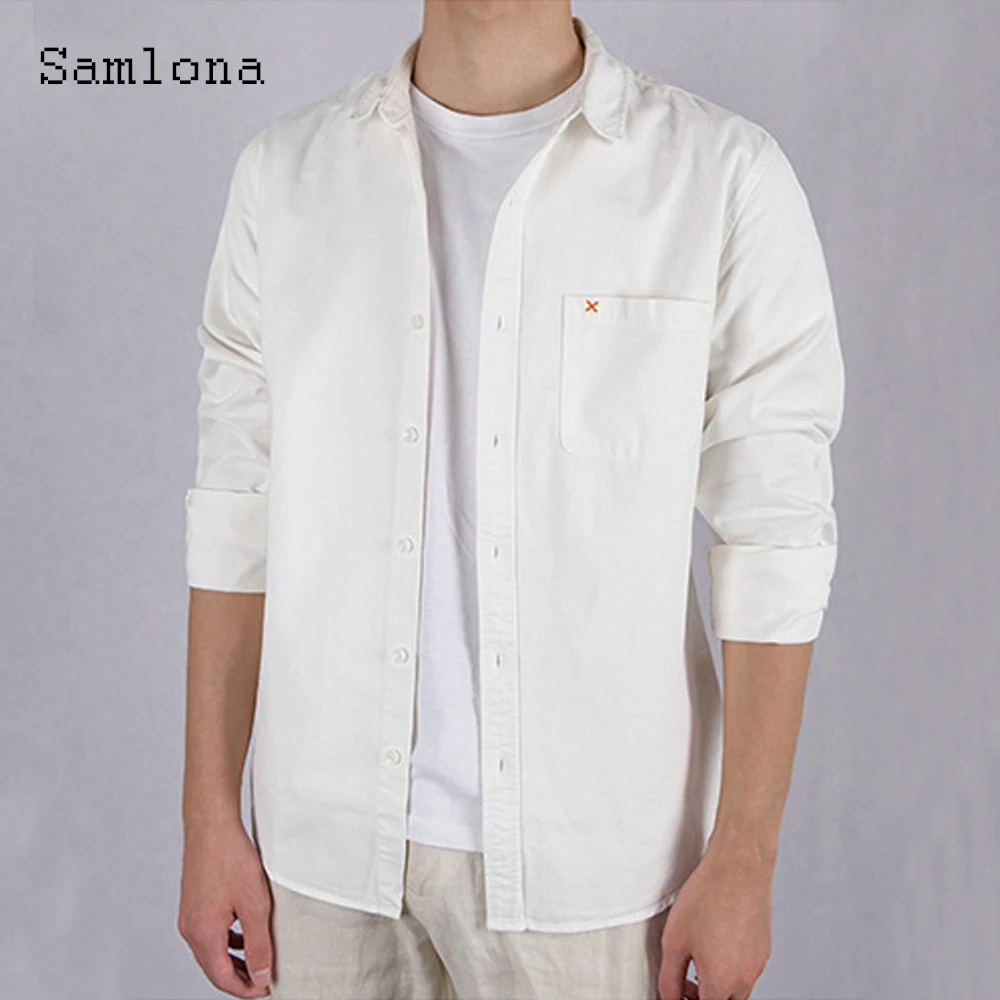 Long Sleeve Men Blouse White Khaki Single Breasted Tops with Pocket European 2021 Summer Casual Shirt blusas Plus Size S-3XL
Long Sleeve Men Blouse White Khaki Single Breasted Tops with Pocket European 2021 Summer Casual Shirt blusas Plus Size S-3XL