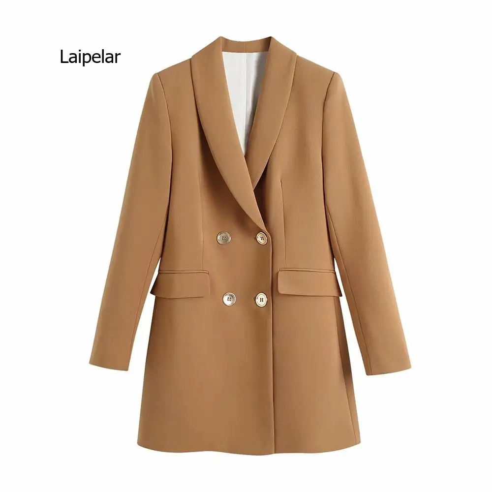 Women's spring and autumn new solid color suit collar double-breasted mid-length suit jacket blazer
Women's spring and autumn new solid color suit collar double-breasted mid-length suit jacket blazer