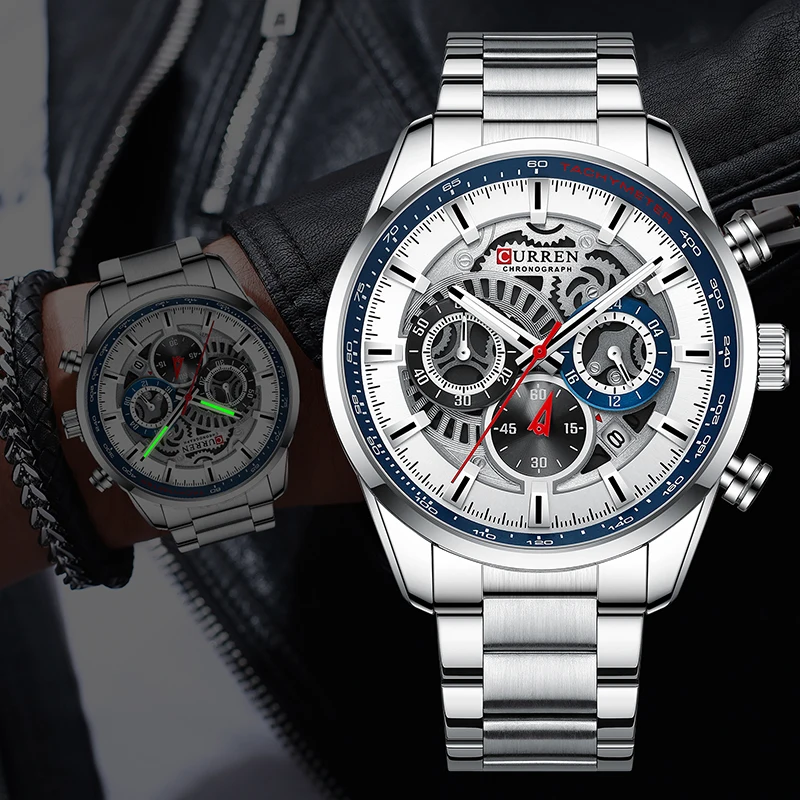 CURREN Watches for Men Top Brand Fashion Sport Mens Watch Stainless Steel Waterproof Clock Chronograph Quartz Wristwatch Male
CURREN Watches for Men Top Brand Fashion Sport Mens Watch Stainless Steel Waterproof Clock Chronograph Quartz Wristwatch Male