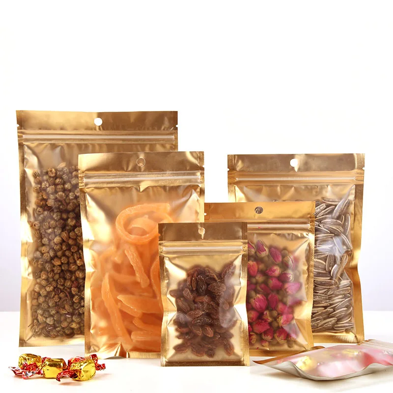 200pcs Gold Zip Lock Plastic Bags Resealable Matte/Clear Dried Food Candy Smell Proof Storage Zipper Bag with Hang Hole
200pcs Gold Zip Lock Plastic Bags Resealable Matte/Clear Dried Food Candy Smell Proof Storage Zipper Bag with Hang Hole
