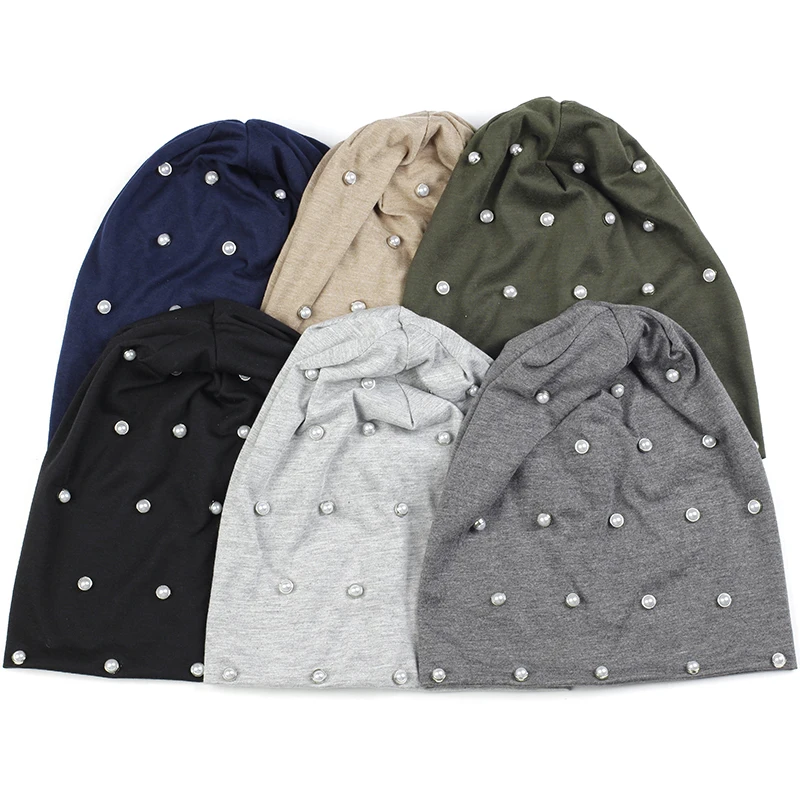 Winter Autumn Casual Beanie Hat Solid Color Skull Caps For Adults Cotton Woman Baggy Beanies Bonnet With Pearl Beads Accessory
Winter Autumn Casual Beanie Hat Solid Color Skull Caps For Adults Cotton Woman Baggy Beanies Bonnet With Pearl Beads Accessory