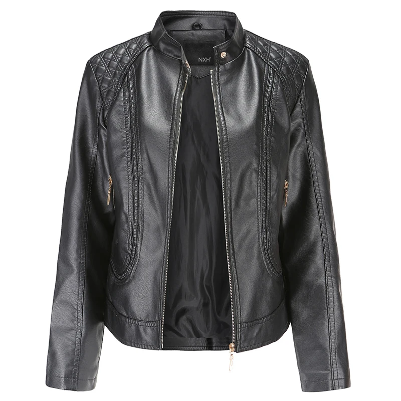 Nice autumn women slim faxu PU leather jacket stand collar slim ladies coat casual solid outwear chaqueta hombre mujer
Nice autumn women slim faxu PU leather jacket stand collar slim ladies coat casual solid outwear chaqueta hombre mujer