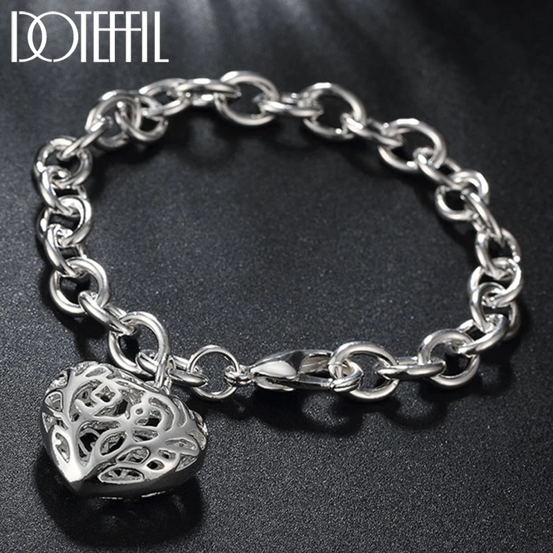DOTEFFIL 925 Sterling Silver Hollow Heart Bracelet Chain For Women Wedding Engagement Party Fashion Jewelry
DOTEFFIL 925 Sterling Silver Hollow Heart Bracelet Chain For Women Wedding Engagement Party Fashion Jewelry