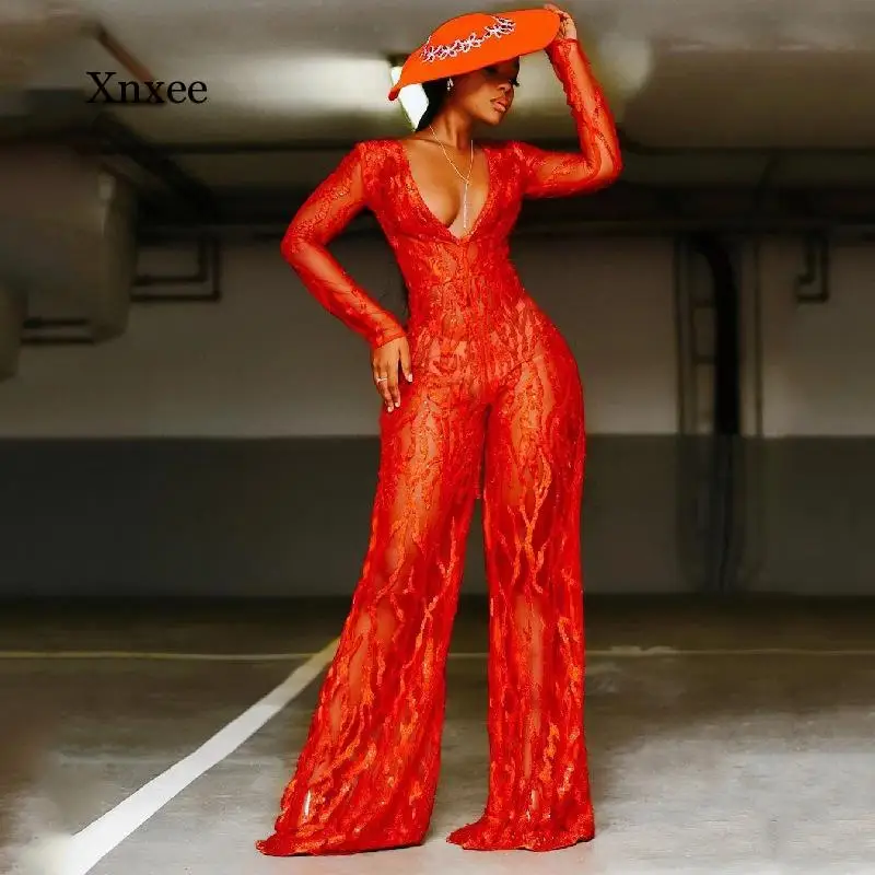 Sexy Perspective Lace Up Deep V Neck Celebrity Evening Party Banquet Jumpsuits Full Pant Rompers 2021 New Clothing Bodysuit
Sexy Perspective Lace Up Deep V Neck Celebrity Evening Party Banquet Jumpsuits Full Pant Rompers 2021 New Clothing Bodysuit