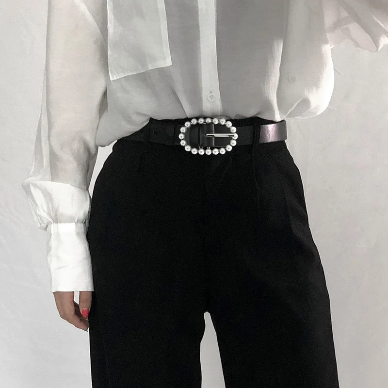 New Women Belt Luxury Brand Casual Oval Pearl Pin Buckle Waist Strap High Quality PU Leather Waistband Trouser Jeans Accessories
New Women Belt Luxury Brand Casual Oval Pearl Pin Buckle Waist Strap High Quality PU Leather Waistband Trouser Jeans Accessories