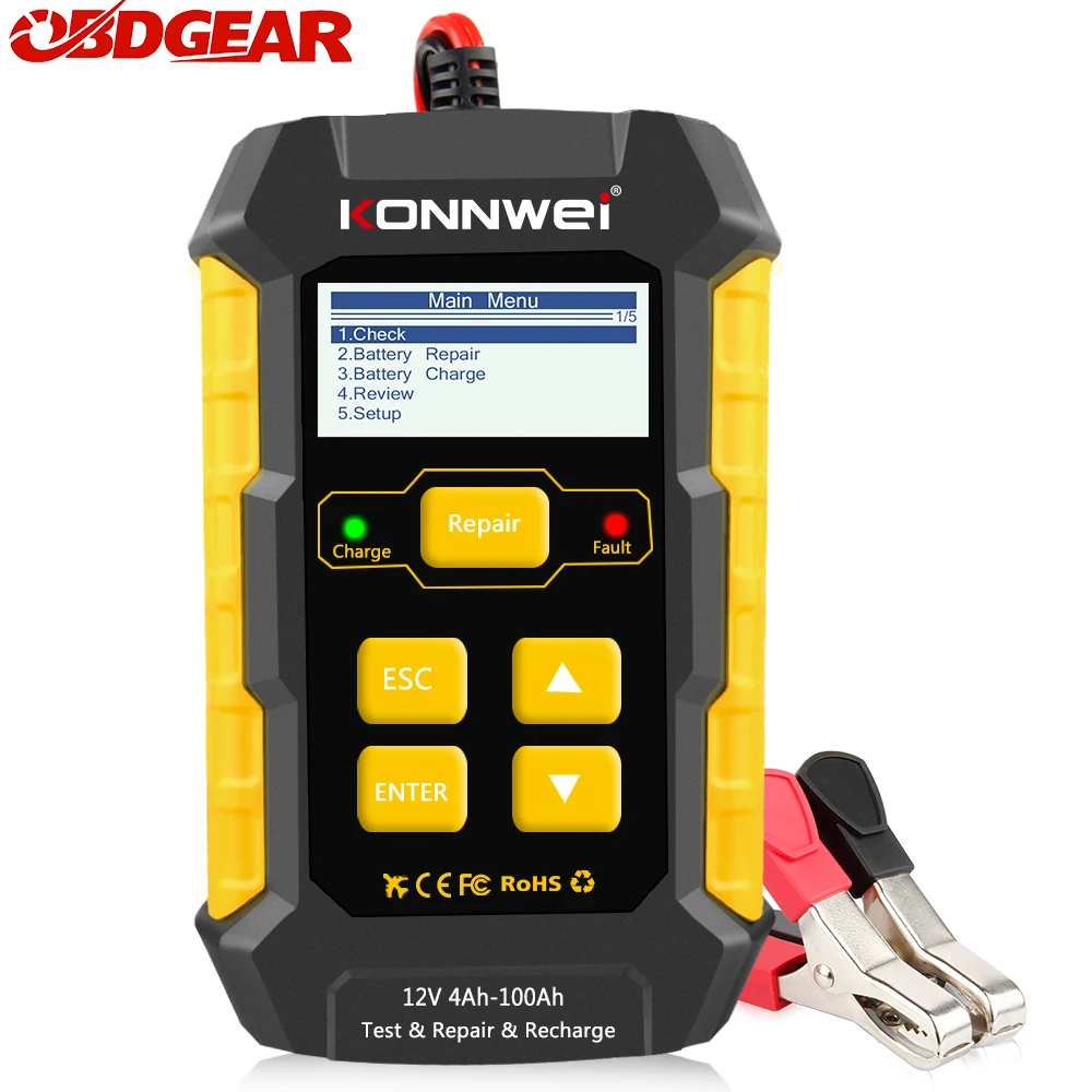 KONNWEI KW510 12V Car Battery Charger Battery Tester Data Analysis Rechargers Repair Tools for Auto Cranking /Charging System
KONNWEI KW510 12V Car Battery Charger Battery Tester Data Analysis Rechargers Repair Tools for Auto Cranking /Charging System