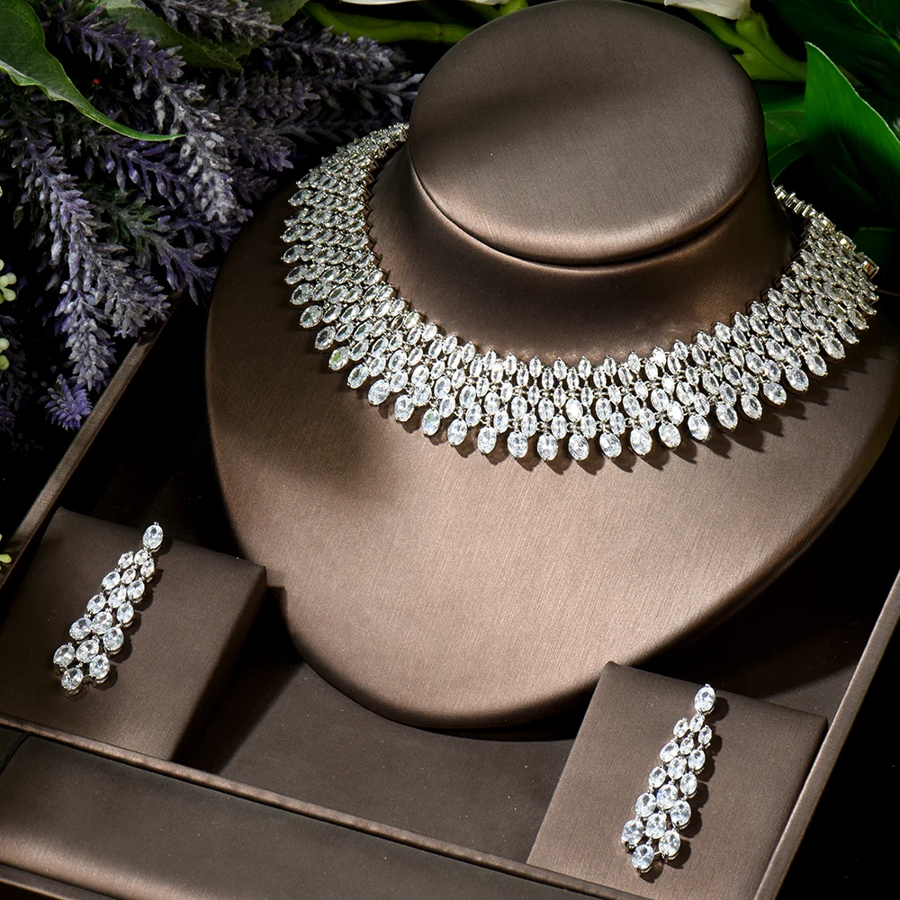 HIBRIDE Nigerian Trendy Water Drop Jewelry Sets Full Cubic Zircon Women Wedding Dress Choker Necklace Earring Jewelry N-1893
HIBRIDE Nigerian Trendy Water Drop Jewelry Sets Full Cubic Zircon Women Wedding Dress Choker Necklace Earring Jewelry N-1893