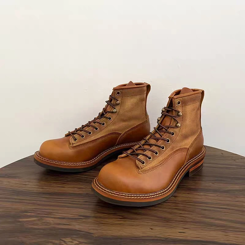 Handmade Cowhide Canvas British Men Casual Shoes High Quality Cow Leather Ankle Boots Vintage Tooling Motorcycle Boots Winter
Handmade Cowhide Canvas British Men Casual Shoes High Quality Cow Leather Ankle Boots Vintage Tooling Motorcycle Boots Winter