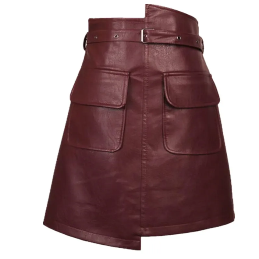 Winter Women PU Leather Irregular Skirt With Belt High Waist Slim Faux Leather Skirts
Winter Women PU Leather Irregular Skirt With Belt High Waist Slim Faux Leather Skirts