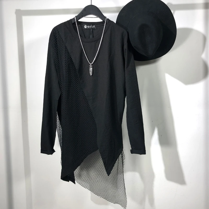 Men's Long Sleeve T-Shirt Spring And Autumn New Dark Round Collar Irregular Asymmetric Personality Mesh Stitching Design
Men's Long Sleeve T-Shirt Spring And Autumn New Dark Round Collar Irregular Asymmetric Personality Mesh Stitching Design
