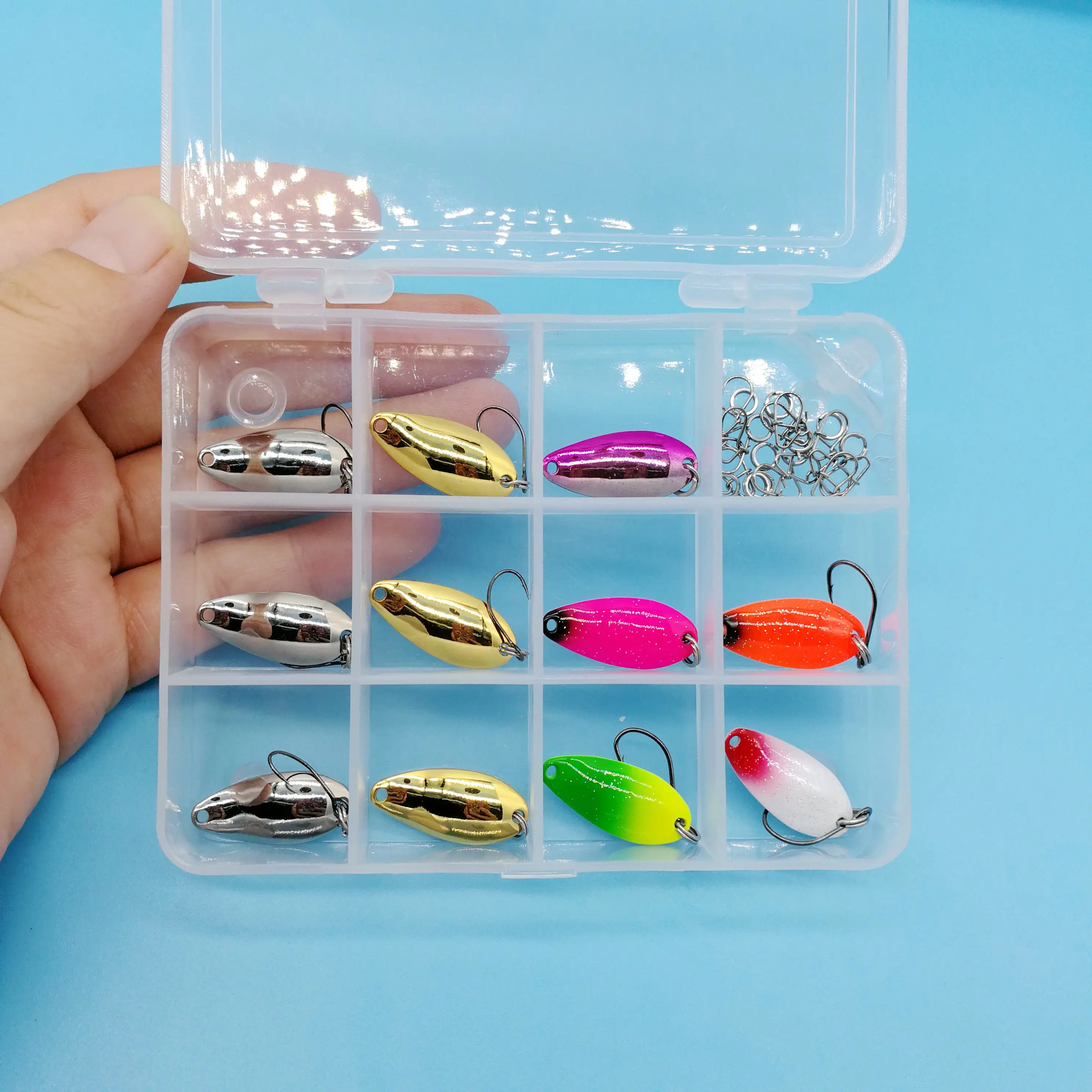 HOOFISH 33PCS/Lot Spoon Sequins Fishing Lure 1.8g/2.5g/3.5g Single Hook Spinner Hard Bait Trout Bass Pike Winter Ice Fishing
HOOFISH 33PCS/Lot Spoon Sequins Fishing Lure 1.8g/2.5g/3.5g Single Hook Spinner Hard Bait Trout Bass Pike Winter Ice Fishing