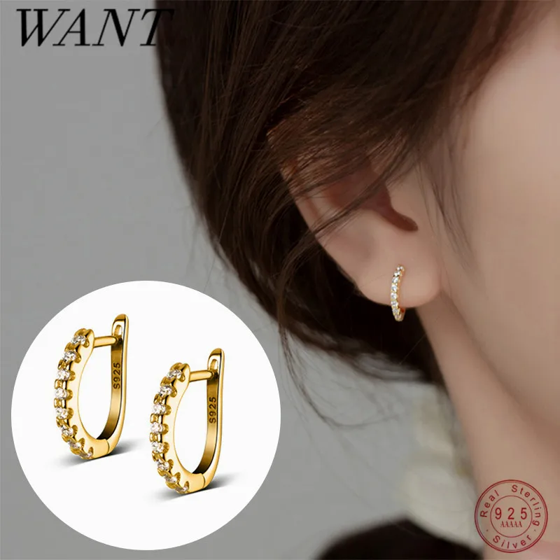 WANTME 925 Sterling Silver Fashion Exquisite Zircon Huggies Hoop Earrings for Women Simple Charm Gold Plated Piercing Jewelry
WANTME 925 Sterling Silver Fashion Exquisite Zircon Huggies Hoop Earrings for Women Simple Charm Gold Plated Piercing Jewelry