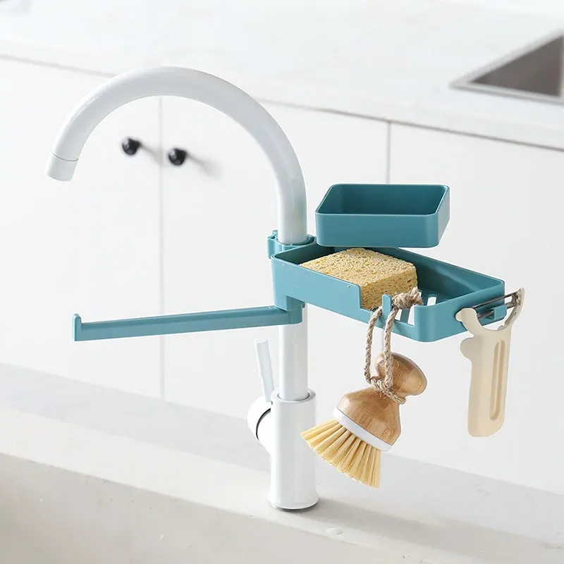 Kitchen tool double-layer plastic faucet storage rack rotatable drain pipe washing dish brush storage box drain sink with hook
Kitchen tool double-layer plastic faucet storage rack rotatable drain pipe washing dish brush storage box drain sink with hook