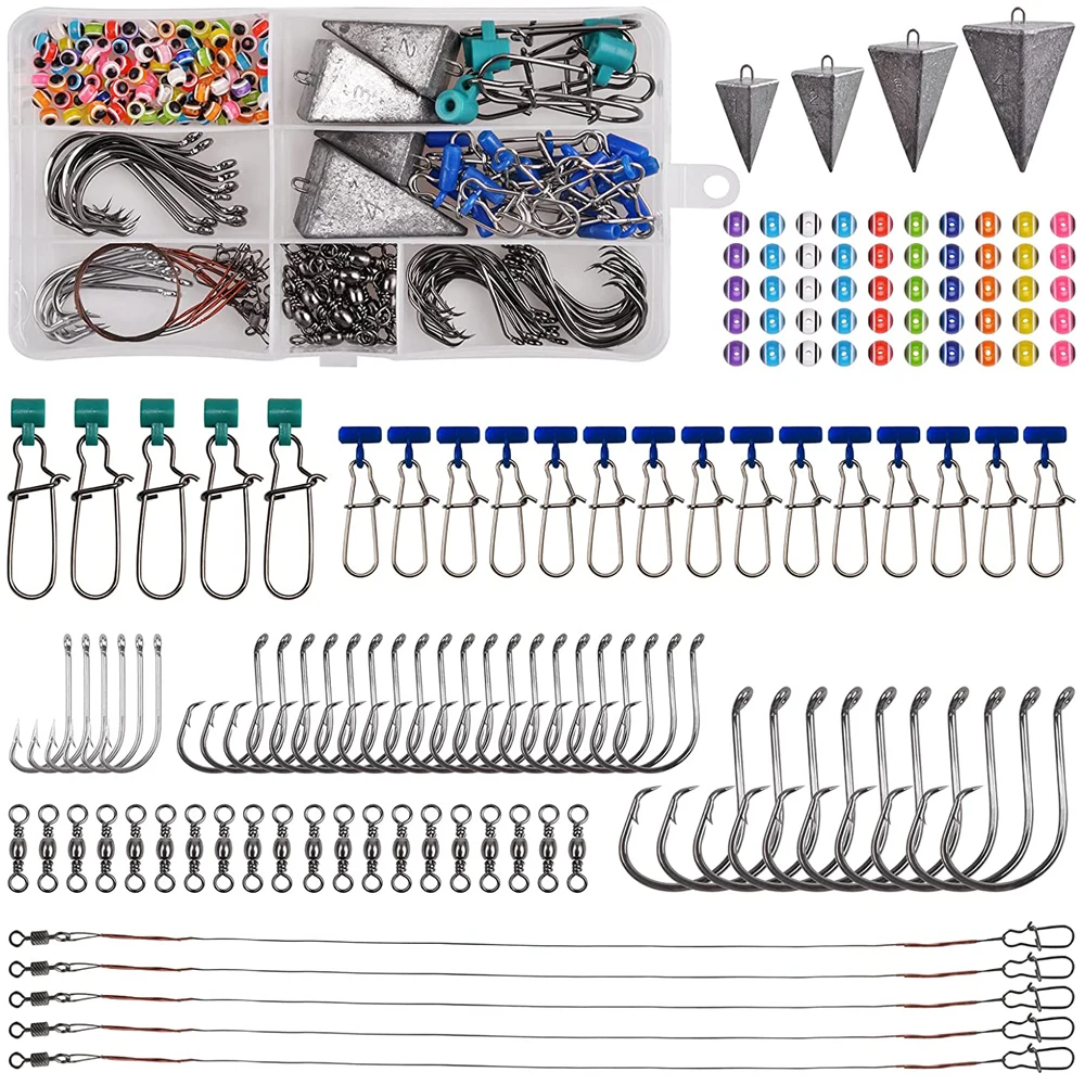 135Pcs Surf Fishing Fish Finder Rig Saltwater Leader Fishing Kit with Sinker slider Pyramid Weights Octopus hooks Bait Rigs Tool
135Pcs Surf Fishing Fish Finder Rig Saltwater Leader Fishing Kit with Sinker slider Pyramid Weights Octopus hooks Bait Rigs Tool