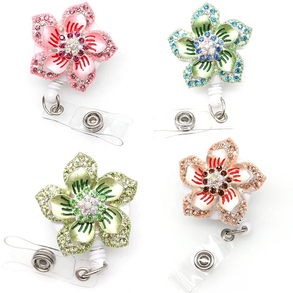Custom Crystal Rhinestone Flower For Teacher/Women/Nurse Retractable ID Badge Holder Reel
Custom Crystal Rhinestone Flower For Teacher/Women/Nurse Retractable ID Badge Holder Reel