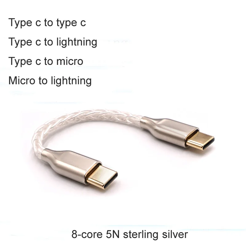 8-core 5N sterling silver Audio Cable Type-c to type c USB C to Micro USB HiFi Headphone amplifier OTG cable
8-core 5N sterling silver Audio Cable Type-c to type c USB C to Micro USB HiFi Headphone amplifier OTG cable