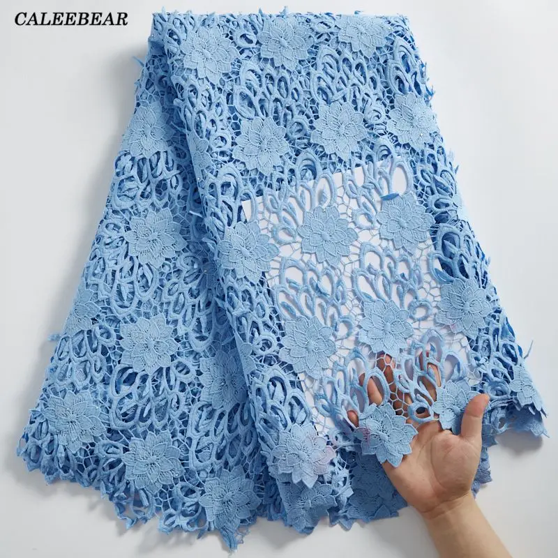 African Sky Blue Guipure Cord Lace Fabric Embroidery 5 Yards Nigerian Water Soluble Cord Lace Fabric With Stones For Party S2297
African Sky Blue Guipure Cord Lace Fabric Embroidery 5 Yards Nigerian Water Soluble Cord Lace Fabric With Stones For Party S2297