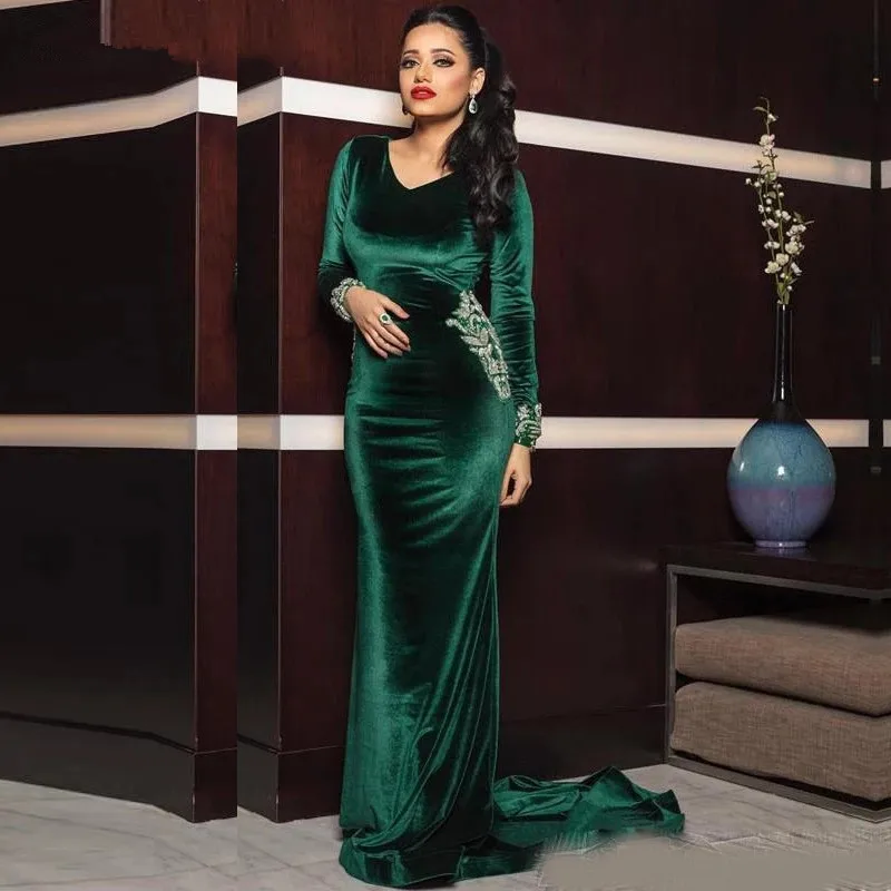 Green Moroccan Kaftan Caftan Muslim Evening Dresses Mermaid Long Sleeves Velvet Beading Dubai Arabic Turkey Abaya Islamic Gown
Green Moroccan Kaftan Caftan Muslim Evening Dresses Mermaid Long Sleeves Velvet Beading Dubai Arabic Turkey Abaya Islamic Gown
