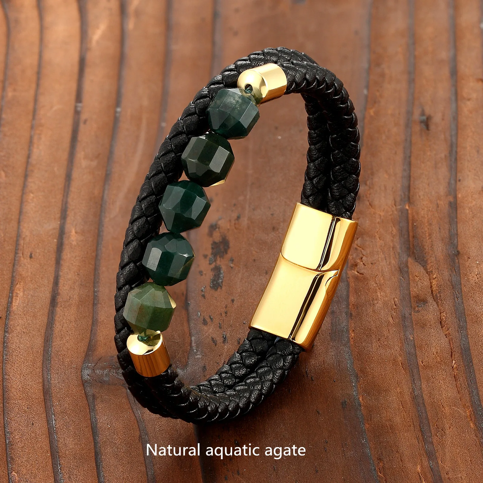 Natural Aquatic Agate Energy Bracelet Sweet Romantic Couple Double Leather Cord 316 Stainless Steel Bracelet
Natural Aquatic Agate Energy Bracelet Sweet Romantic Couple Double Leather Cord 316 Stainless Steel Bracelet