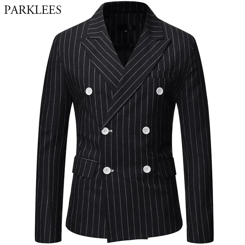 Black Striped Men Blazer Fashion Double Breasted Mens Suit Jacket Coats Casual Business Tuexdo Costume Homme Casaco Masculino
Black Striped Men Blazer Fashion Double Breasted Mens Suit Jacket Coats Casual Business Tuexdo Costume Homme Casaco Masculino