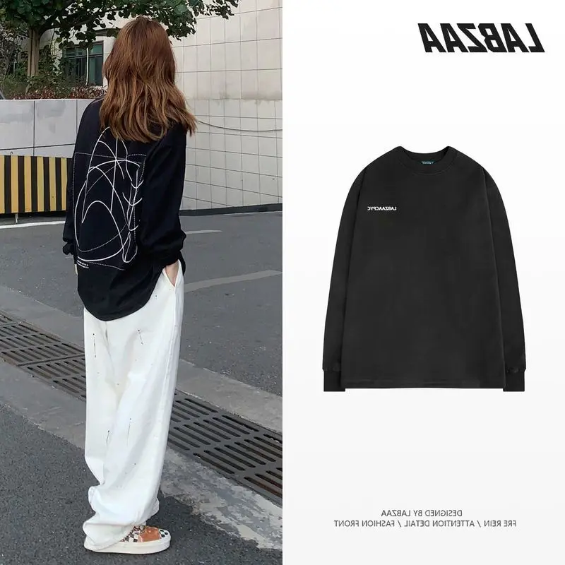 Simple line long-sleeved T-shirt for men women students spring autumn loose all-match blouse high street hip-hop streetwear top
Simple line long-sleeved T-shirt for men women students spring autumn loose all-match blouse high street hip-hop streetwear top