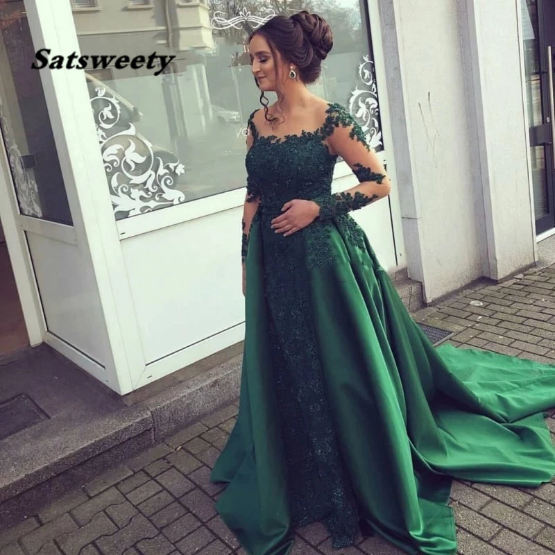 Emerald Green Evening Dress Lace Long Sleeves Prom Gown Chiffon Appliques Women Party Dress Mother of Bride Vestidos De Fiesta
Emerald Green Evening Dress Lace Long Sleeves Prom Gown Chiffon Appliques Women Party Dress Mother of Bride Vestidos De Fiesta