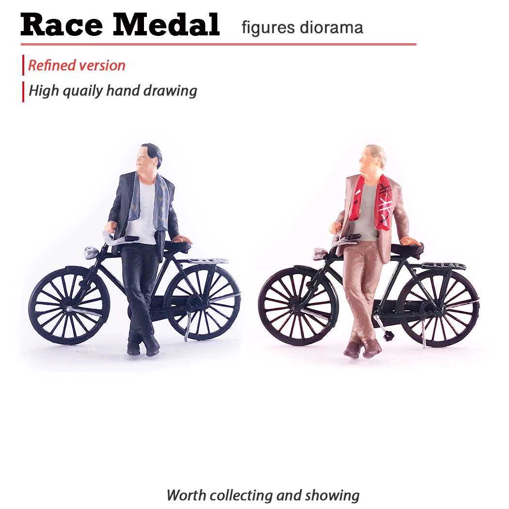 Racemedal1:64 Standard scale mini man miniature model old bike casual gentleman doll building railway layout character handwork
Racemedal1:64 Standard scale mini man miniature model old bike casual gentleman doll building railway layout character handwork