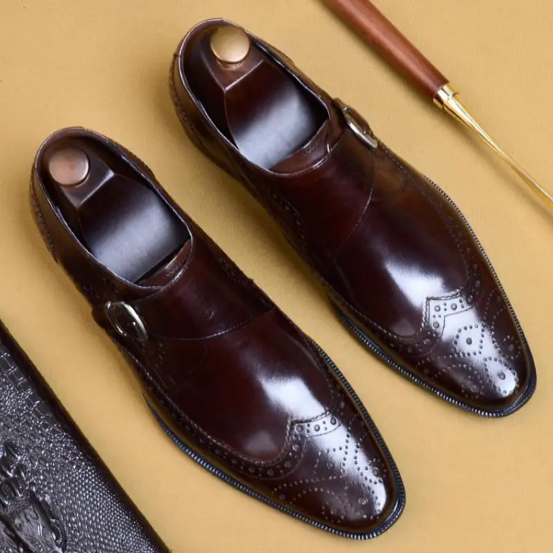 Brogue Business Dress Shoes Men Genuine Leather Career Office Work ShoesTrendy Pointed Toe Buckle Mens Suit Wedding Shoes 37-46
Brogue Business Dress Shoes Men Genuine Leather Career Office Work ShoesTrendy Pointed Toe Buckle Mens Suit Wedding Shoes 37-46