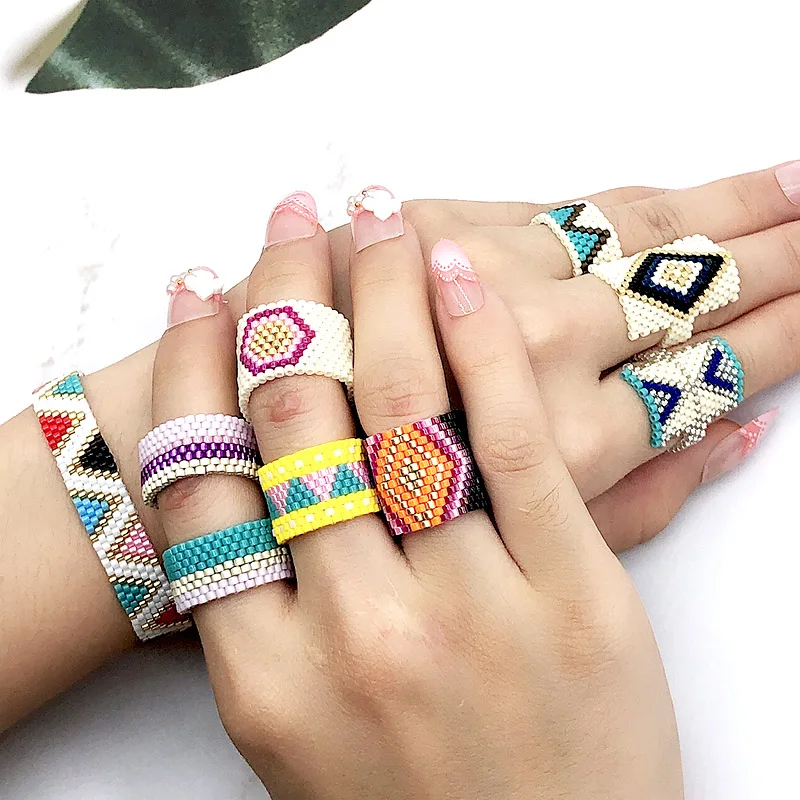 BLUESTAR geometric Ring Pink Rings Boho Jewelry Miyuki Bead Handmade vintage Rings For Women unique design woven Ring
BLUESTAR geometric Ring Pink Rings Boho Jewelry Miyuki Bead Handmade vintage Rings For Women unique design woven Ring
