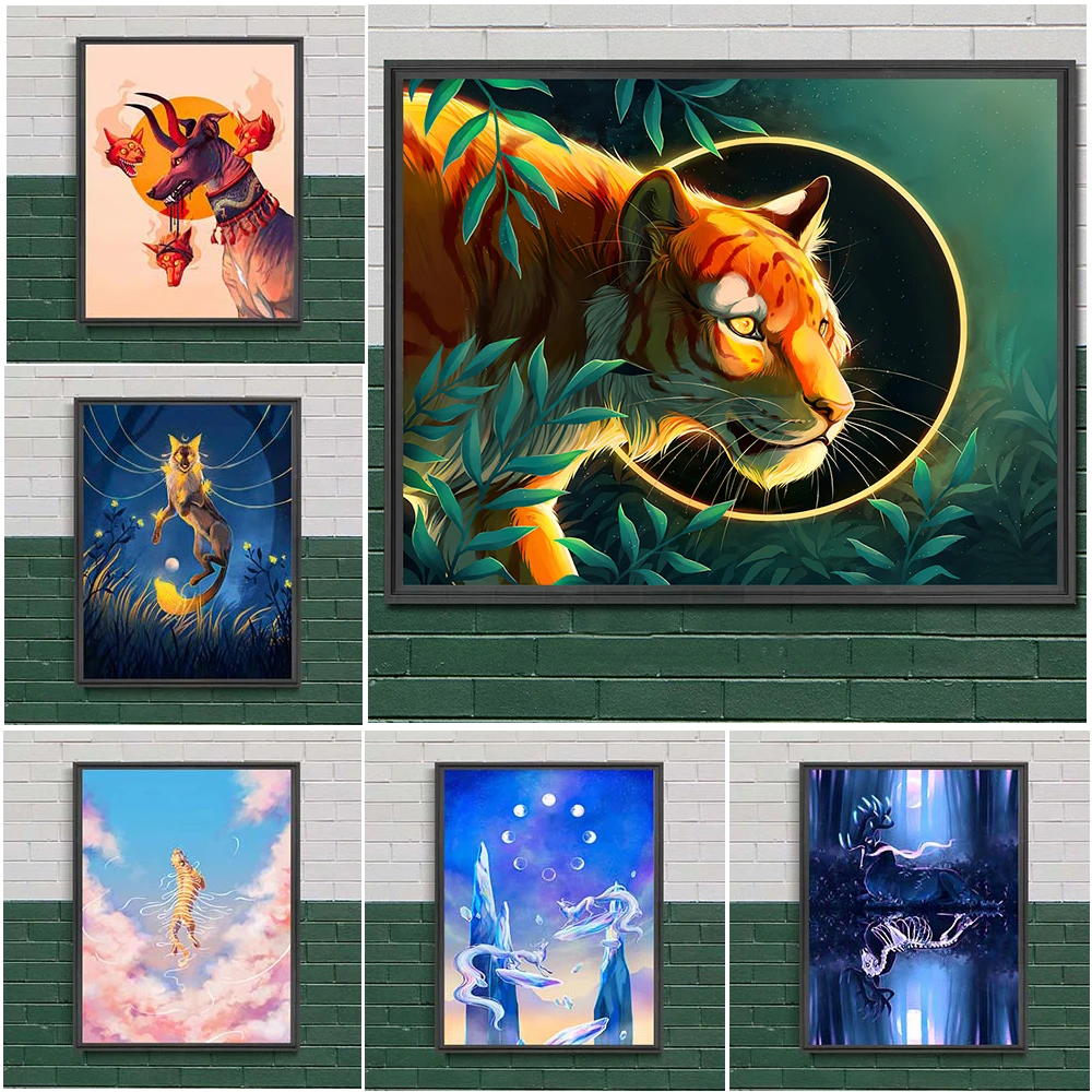 Tiger Eclipse And Demons Vintage Wall Art Canvas Painting Surreal Fantasy Animal Abstract Poster And Prints Home Decor Unframed
Tiger Eclipse And Demons Vintage Wall Art Canvas Painting Surreal Fantasy Animal Abstract Poster And Prints Home Decor Unframed
