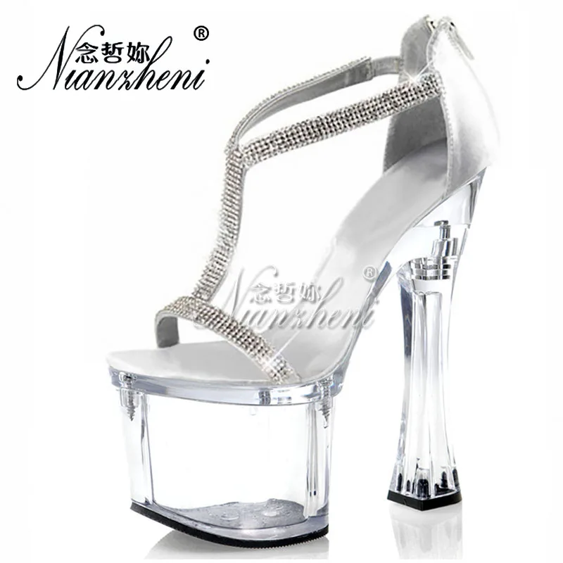 18cm Super High heeled shoes All match Rhinestone Open Toe Big Size Womens Sandals 7 inches Show Spool heels Party Dress Fashion
18cm Super High heeled shoes All match Rhinestone Open Toe Big Size Womens Sandals 7 inches Show Spool heels Party Dress Fashion
