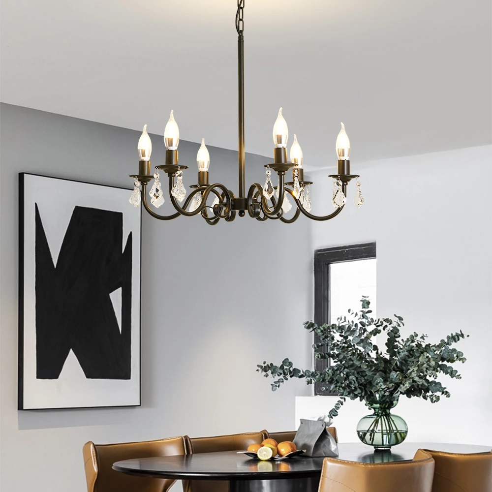 America Wrought Iron Crystal Chandelier Ceiling lamp E14 LED Candle Lights Lighting Fixture Indoor For Living Room Bedroom
America Wrought Iron Crystal Chandelier Ceiling lamp E14 LED Candle Lights Lighting Fixture Indoor For Living Room Bedroom