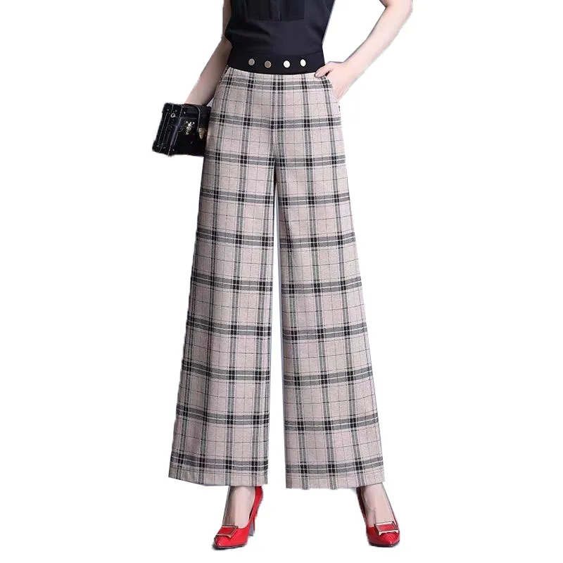 High-Waisted Wide-Leg Pants Women's High-Waist Spring Autumn Straight-Leg Plaid Pants 2021 New Style Drape Elegant Female Pants
High-Waisted Wide-Leg Pants Women's High-Waist Spring Autumn Straight-Leg Plaid Pants 2021 New Style Drape Elegant Female Pants