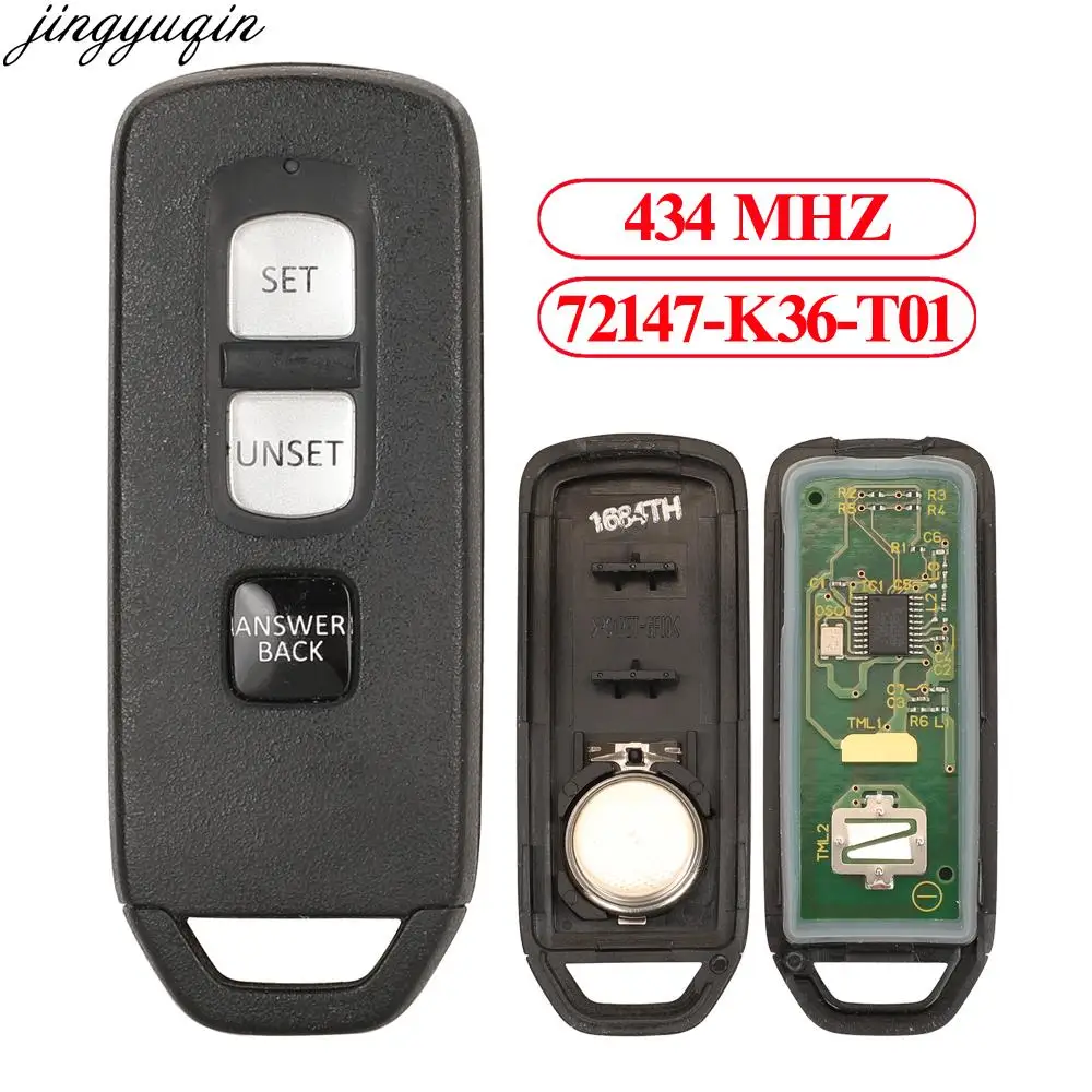 Jingyuqin Remote Car Key Alarm 72147-K36-T01 434MHZ For Honda MotorCycle Key Fob Original Factory 3 Buttons
Jingyuqin Remote Car Key Alarm 72147-K36-T01 434MHZ For Honda MotorCycle Key Fob Original Factory 3 Buttons