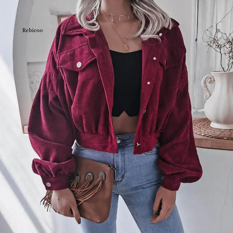 Fashion Women Corduroy Lantern Long Sleeves Lapel BF Style Jacket Fall Winter Elegant Solid Color New Loose Casual Short Jackets
Fashion Women Corduroy Lantern Long Sleeves Lapel BF Style Jacket Fall Winter Elegant Solid Color New Loose Casual Short Jackets