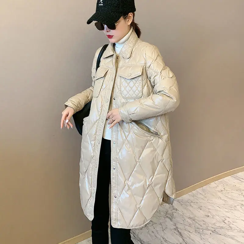 Women's Winter Light Down Jacket Casual Loose Shirt Collar Zipper Pocket Mid-length White Duck Down 2020 New Jacket Women
Women's Winter Light Down Jacket Casual Loose Shirt Collar Zipper Pocket Mid-length White Duck Down 2020 New Jacket Women