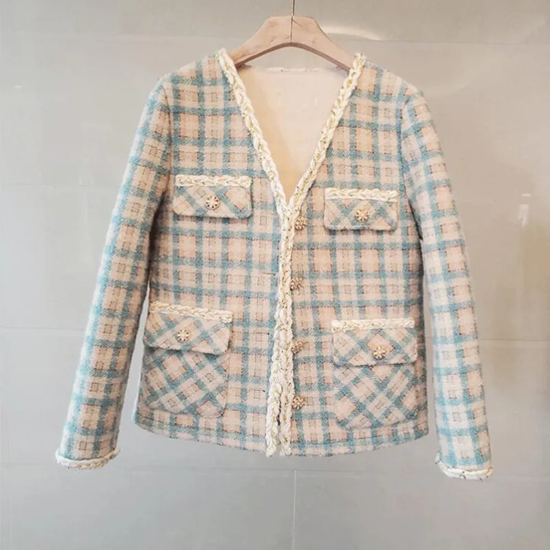 Women Chic Cropped Tweed Jacket Autumn Elegant Ladies Long Sleeve Vintage Coats Korean Outerwear Female
Women Chic Cropped Tweed Jacket Autumn Elegant Ladies Long Sleeve Vintage Coats Korean Outerwear Female