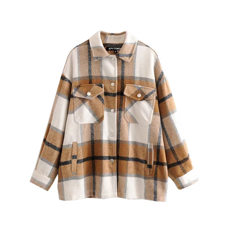 Vintage Stylish Pockets Plaid Jacket Coat Women 2020 Lapel Collar Long Sleeve Loose Outerwear
Vintage Stylish Pockets Plaid Jacket Coat Women 2020 Lapel Collar Long Sleeve Loose Outerwear