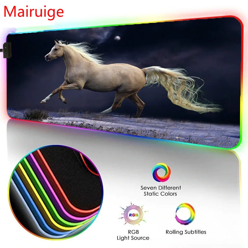 Mairuige Running Horse Mouse Pad RGB Large Mouse Pad LED Luminous Color Lighting Computer Notebook Office Game Desk Mat
Mairuige Running Horse Mouse Pad RGB Large Mouse Pad LED Luminous Color Lighting Computer Notebook Office Game Desk Mat