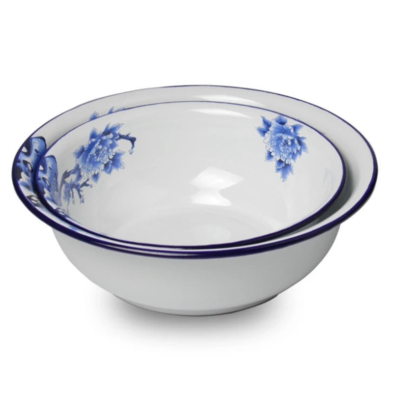 Chinese Vintage Enamel Bowl Basin With Blue And White Porcelain Pattern Food Fruit Vegetables Container Soup Pot Wash Basin
Chinese Vintage Enamel Bowl Basin With Blue And White Porcelain Pattern Food Fruit Vegetables Container Soup Pot Wash Basin