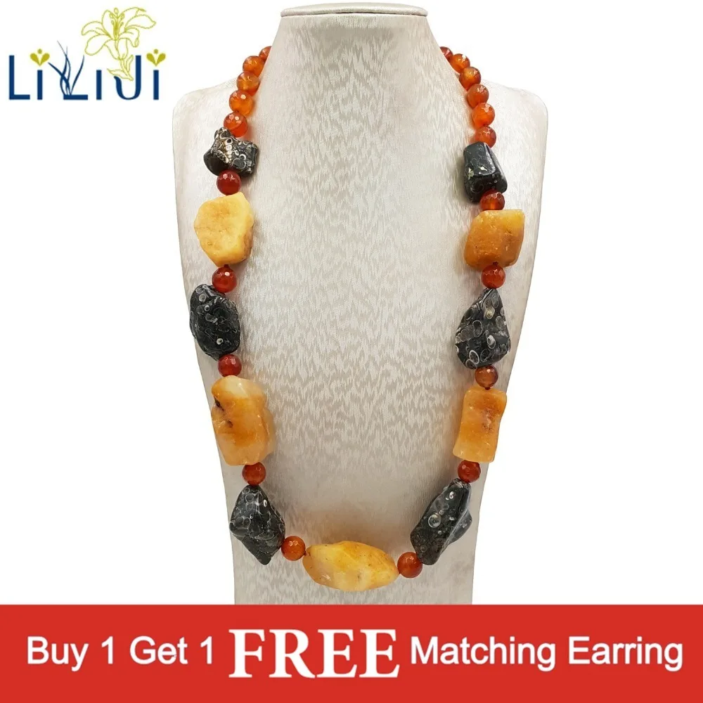 LiiJi Natural Stone Turritella Agate Yellow Jade Red Agate Fashion Necklace Approx 60cm/24''
LiiJi Natural Stone Turritella Agate Yellow Jade Red Agate Fashion Necklace Approx 60cm/24''