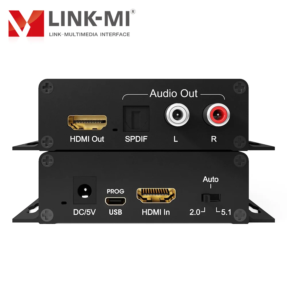 Аудиовывод HDMI LINK-MI, 2,0, 4K при 60 Гц, YUV4:4:4, Извлечение цифрового аудиосигнала HDMI в аналоговый стерео или 5.1-канальный аудиовыход EDID CEC
Аудиовывод HDMI LINK-MI, 2,0, 4K при 60 Гц, YUV4:4:4, Извлечение цифрового аудиосигнала HDMI в аналоговый стерео или 5.1-канальный аудиовыход EDID CEC