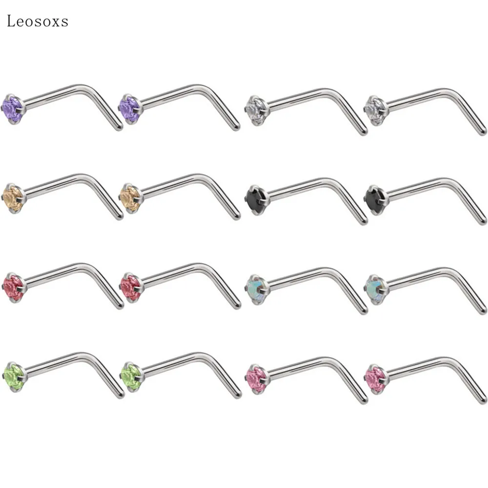 Leosoxs 2pcs Trend Personality Diamond-studded L-shaped Nose Nail Body Piercing Jewelry
Leosoxs 2pcs Trend Personality Diamond-studded L-shaped Nose Nail Body Piercing Jewelry