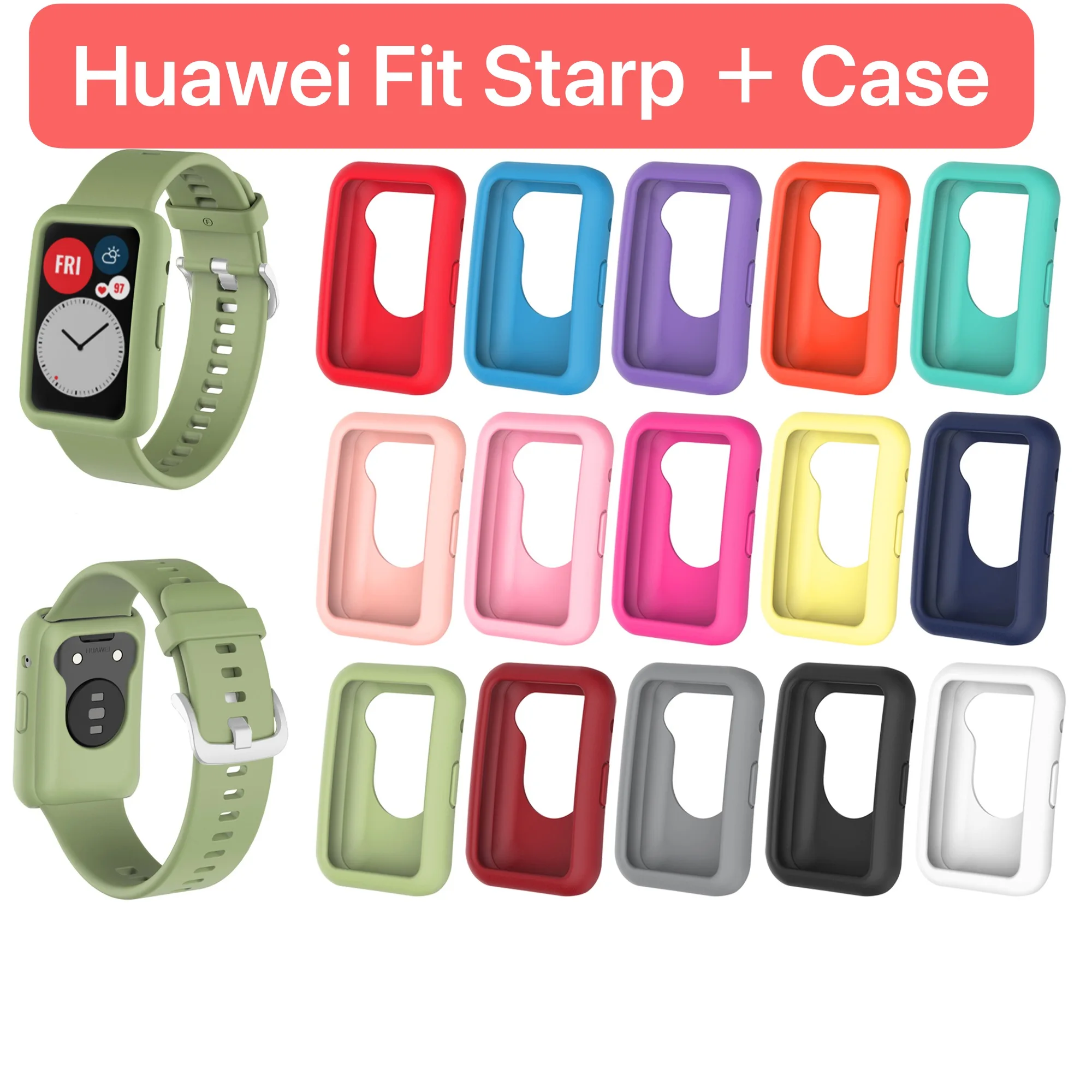 Silicone strap+case for Huawei watch Fit Replacement strap and TPU cover for Huawei watch Fit Edge protection frame Accessories
Silicone strap+case for Huawei watch Fit Replacement strap and TPU cover for Huawei watch Fit Edge protection frame Accessories