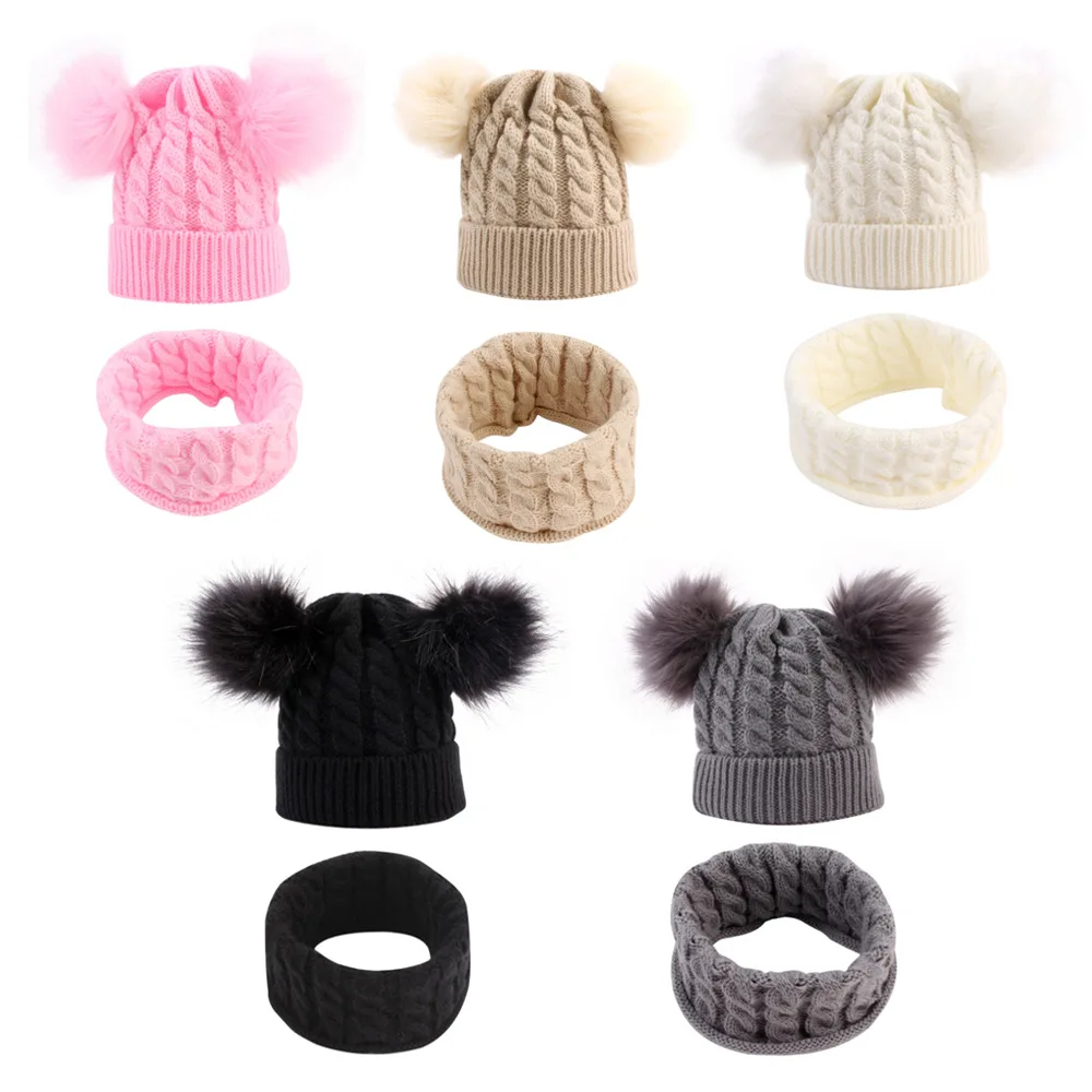 New Baby Hat Winter Warm Hats Infant Kids Girls Boys Braided Knit Cap With Pompom Double Ball Wool Cute Baby Hat Scarf Set
New Baby Hat Winter Warm Hats Infant Kids Girls Boys Braided Knit Cap With Pompom Double Ball Wool Cute Baby Hat Scarf Set
