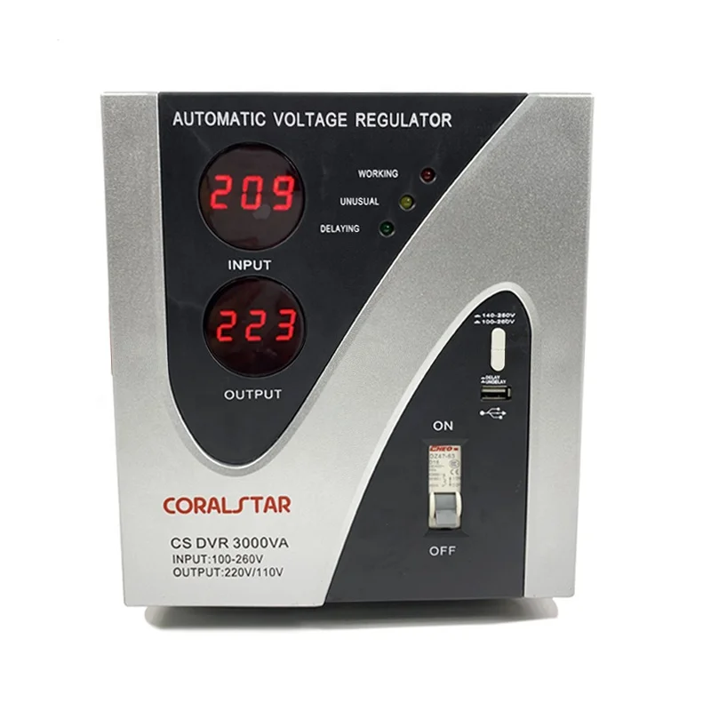 COARLSTAR Single Phase Home AC Automatic Voltage Regulator for Computer 3000va
COARLSTAR Single Phase Home AC Automatic Voltage Regulator for Computer 3000va