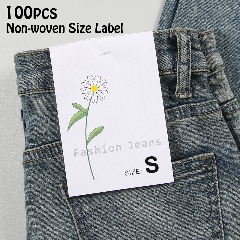 100pcs Non-woven Size Label Stock Little Daisy Waist card for Men Women Jeans Pants Back Pocket Size Tag S M L XL 8x16CM
100pcs Non-woven Size Label Stock Little Daisy Waist card for Men Women Jeans Pants Back Pocket Size Tag S M L XL 8x16CM