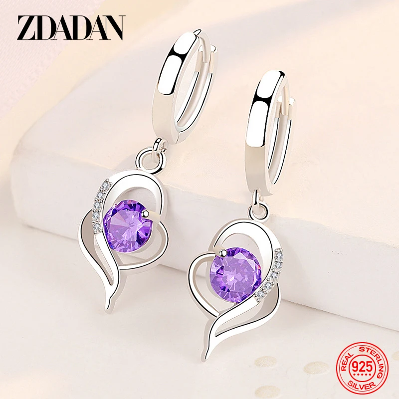ZDADAN 925 Sterling Silver Heart Shaped Amethyst Earrings For Women Wedding Fashion Gift
ZDADAN 925 Sterling Silver Heart Shaped Amethyst Earrings For Women Wedding Fashion Gift