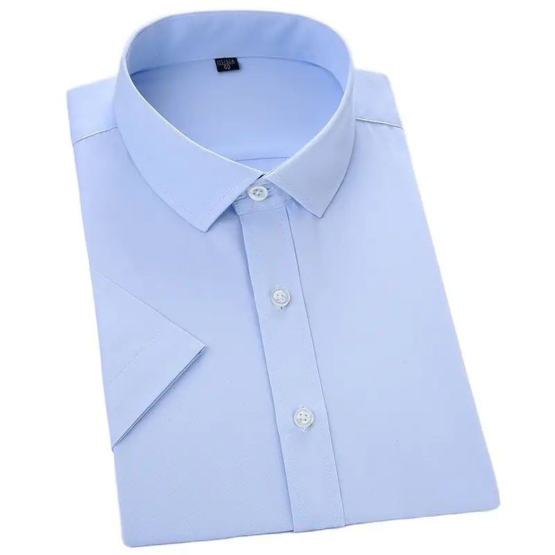 Summer Short Sleeve Solid Dress Shirt Men Plain Formal Business Social Shirts Mens White Slim Fit No Front Pocket Light Blue
Summer Short Sleeve Solid Dress Shirt Men Plain Formal Business Social Shirts Mens White Slim Fit No Front Pocket Light Blue